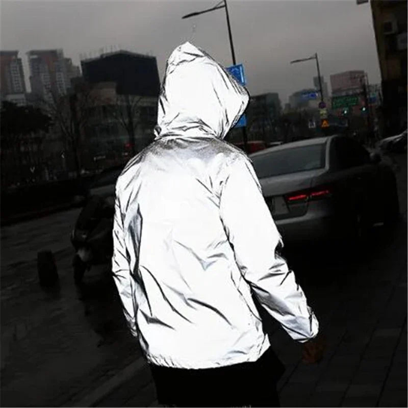 Men's Reflective Hooded Windbreaker – Waterproof, Hip Hop Style