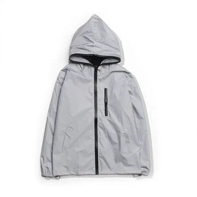 Men's Reflective Hooded Windbreaker – Waterproof, Hip Hop Style