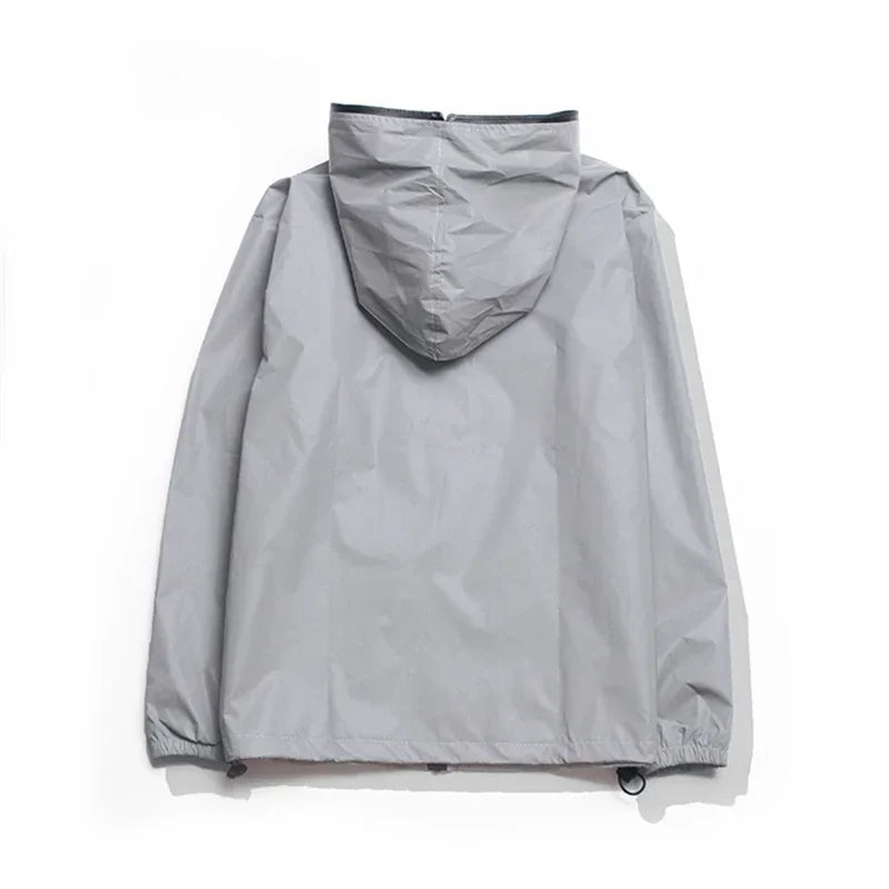 Men's Reflective Hooded Windbreaker – Waterproof, Hip Hop Style