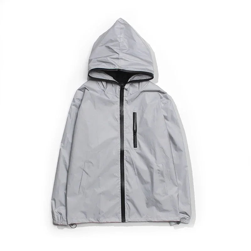 Men's Reflective Hooded Windbreaker – Waterproof, Hip Hop Style
