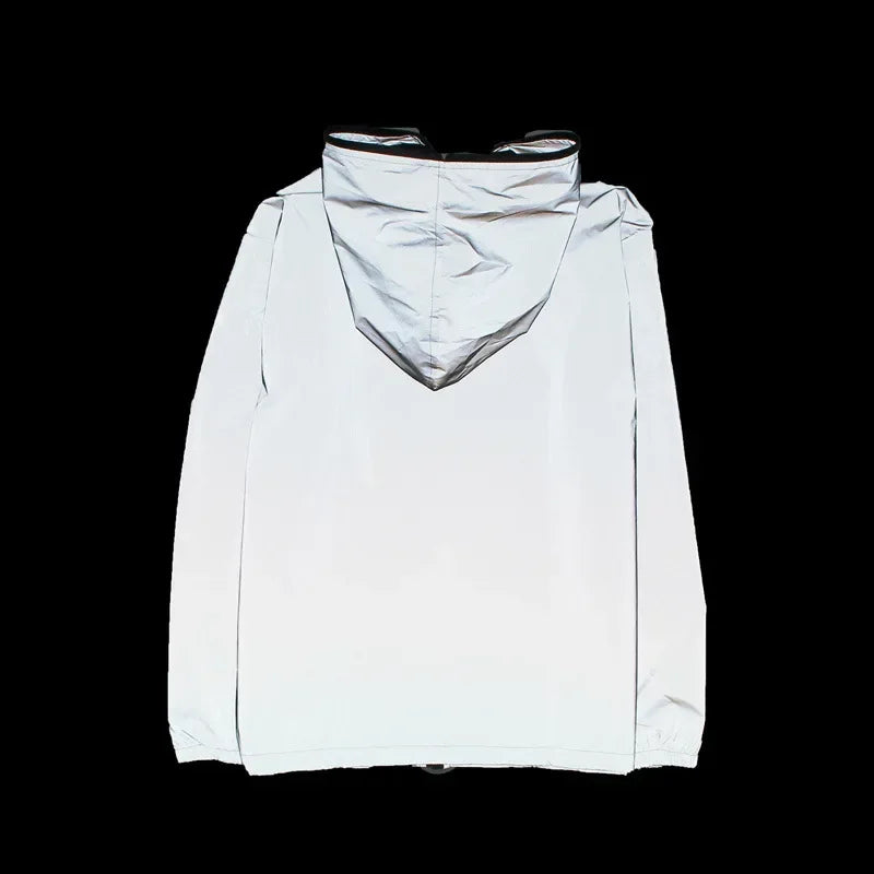 Men's Reflective Hooded Windbreaker – Waterproof, Hip Hop Style