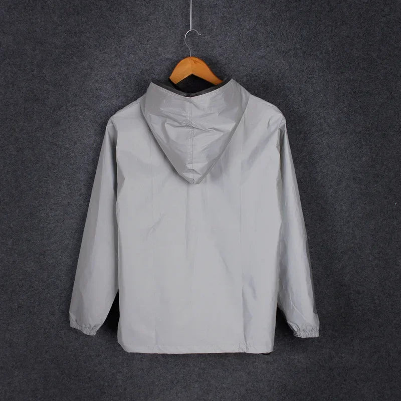 Men's Reflective Hooded Windbreaker – Waterproof, Hip Hop Style